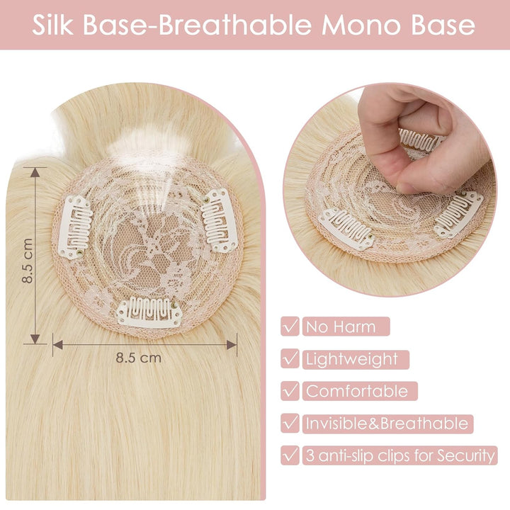 Silk-co Topper Extensions Haarteile Echthaar Clip in Extensions Echthaar Weich Natürlich Glatt Toupe