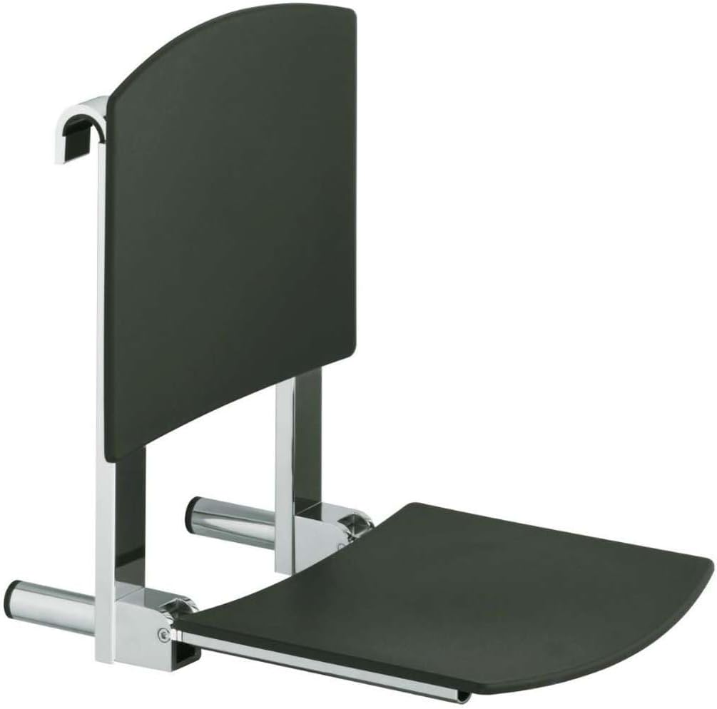 Keuco 34981010037 Plan Care Klappsitz zum Einhängen verchromt/schwarzgrau