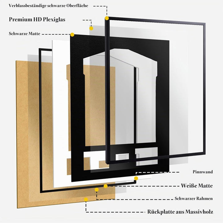 Trikotrahmen 60 x 80cm Rahmen für Fussball Trikotm 3D Box Frame Aluminium und Acrylglas Trikot Einra