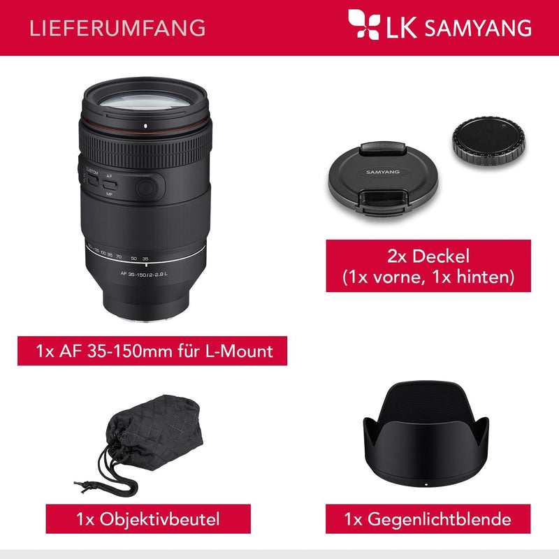 Samyang AF 35-150mm F2-2,8 für L-Mount Objektiv - Allround Zoomobjektiv mit Parfocal, Cinematic Vide