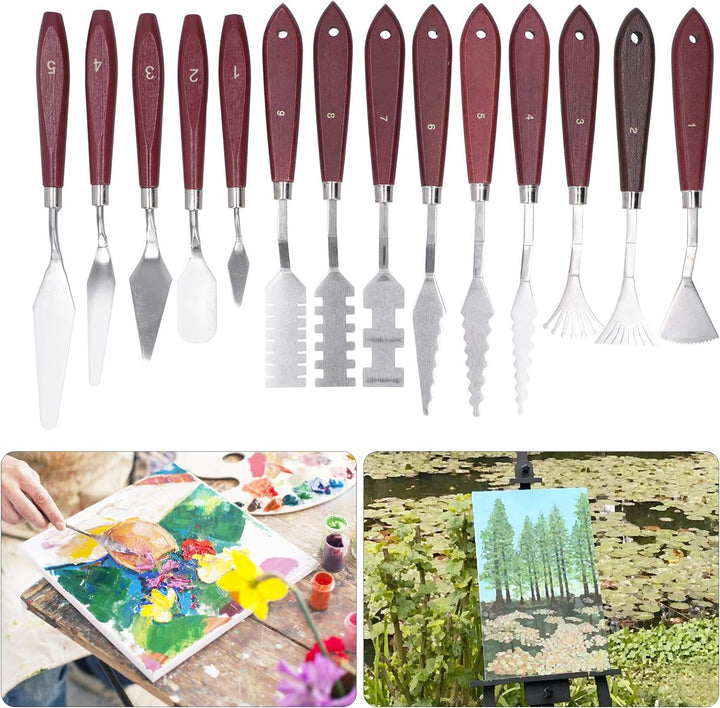 14Pcs Spachtel Edelstahl, Malspachtel für Acrylfarben, Malerei Spatel Palettenmesser, Malerei Mischs
