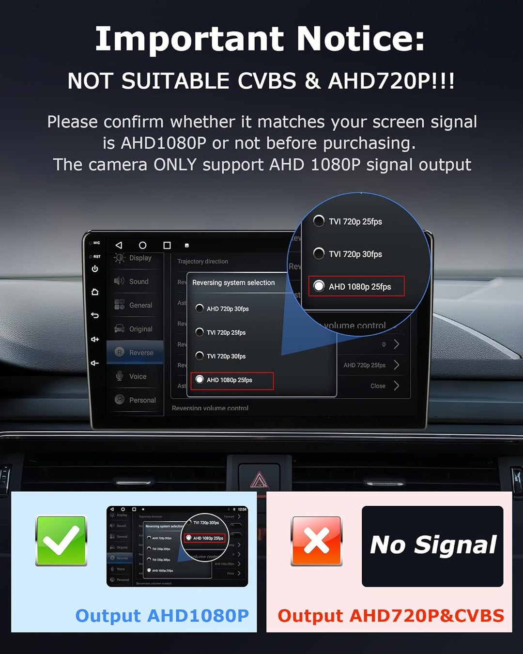 Echtes AHD 1080P Rückfahrkamera Verstellbar OEM-Halterung rückfahrkamera Auto Super Nachtsicht 170°