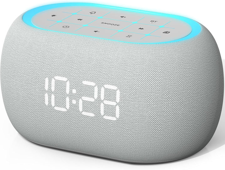 ANJANK Radiowecker mit Bluetooth Lautsprecher, 10W Hi-Fi Dual-Lautsprecher, 7-Farbiges Nachtlicht, D