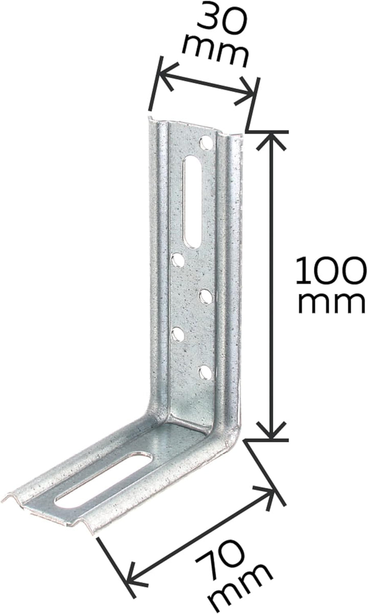 Alberts 866259 Verstellwinkel | 90°-Winkel, geprägt, mit Langloch | sendzimirverzinkt | 70 x 100 x 3