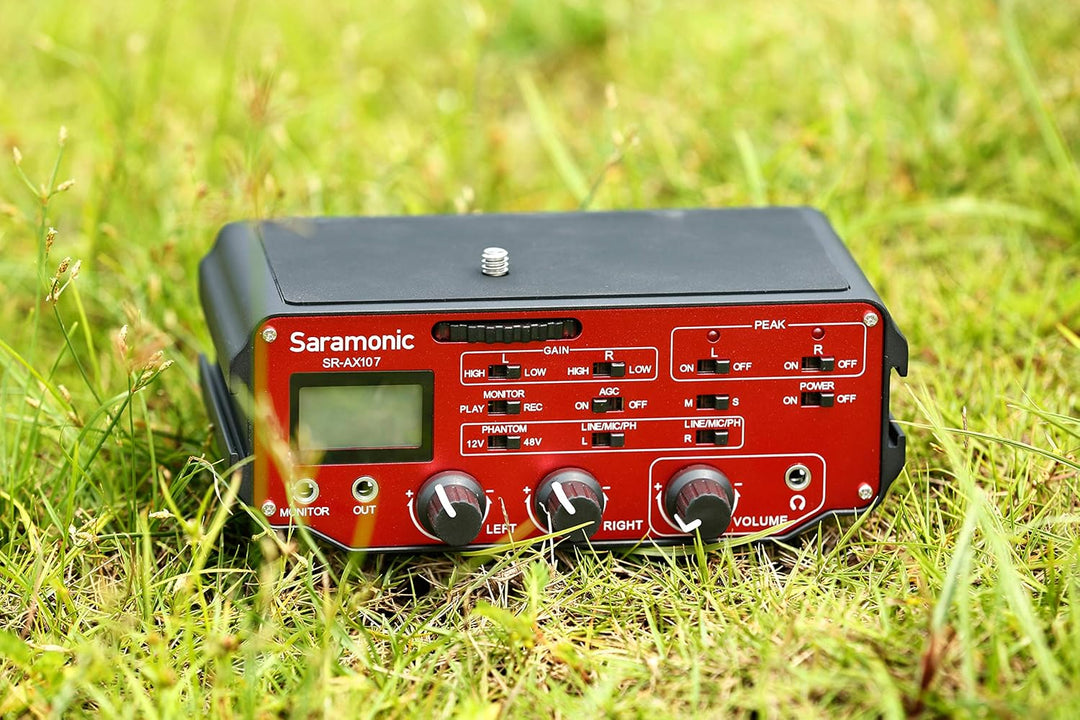 Saramonic SR-AX107 Zwei-Kanal-XLR-Audio-Adapter mit Vorverstärker, Phantomspeisung und Trenntransfor