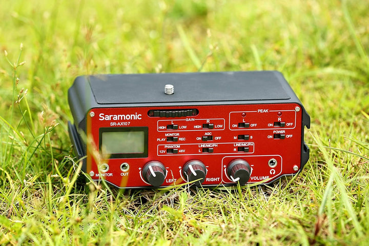 Saramonic SR-AX107 Zwei-Kanal-XLR-Audio-Adapter mit Vorverstärker, Phantomspeisung und Trenntransfor