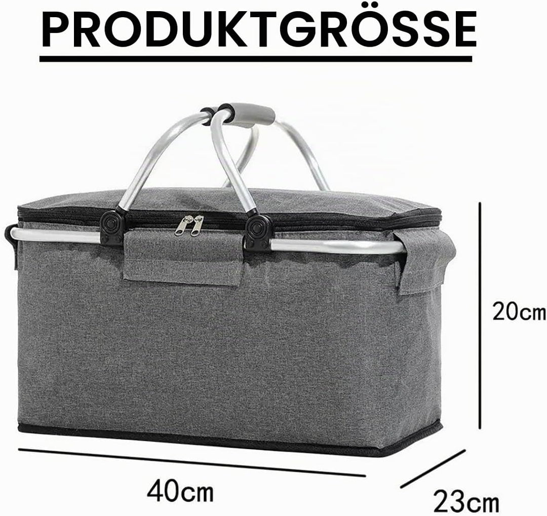 Einkaufskorb Faltbar, Einkaufskorb mit Kühlfunktion, Thermo als Picknickkorb, Tragekorb, für Picknic