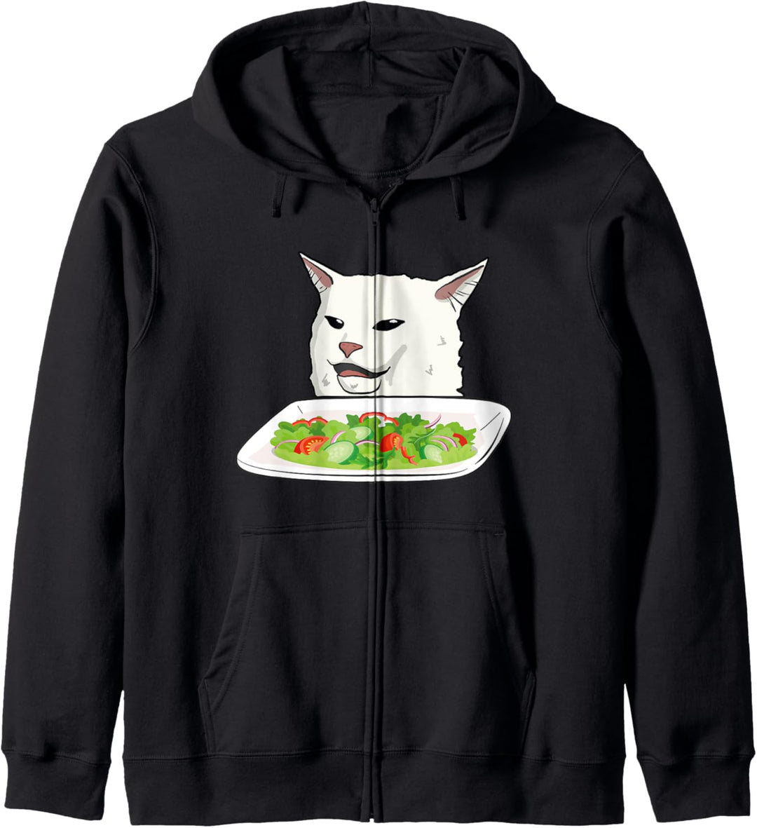 Angry women yelling at confused cat at dinner table meme Kapuzenjacke