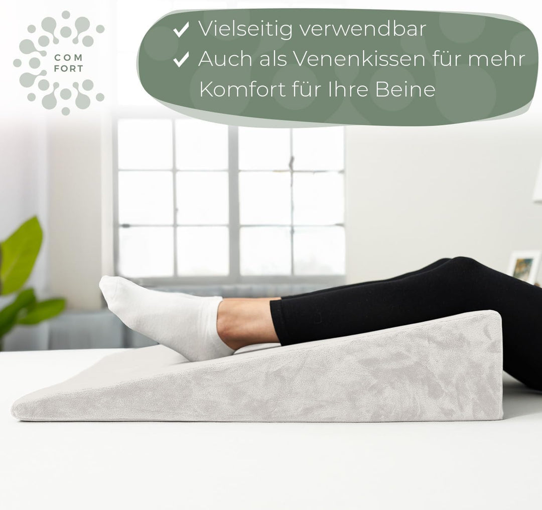 Keilkissen für Bett und Couch, Matratzenkeil, Reflux Kissen [mit 2 Liegezonen], Lesekissen zur Schla