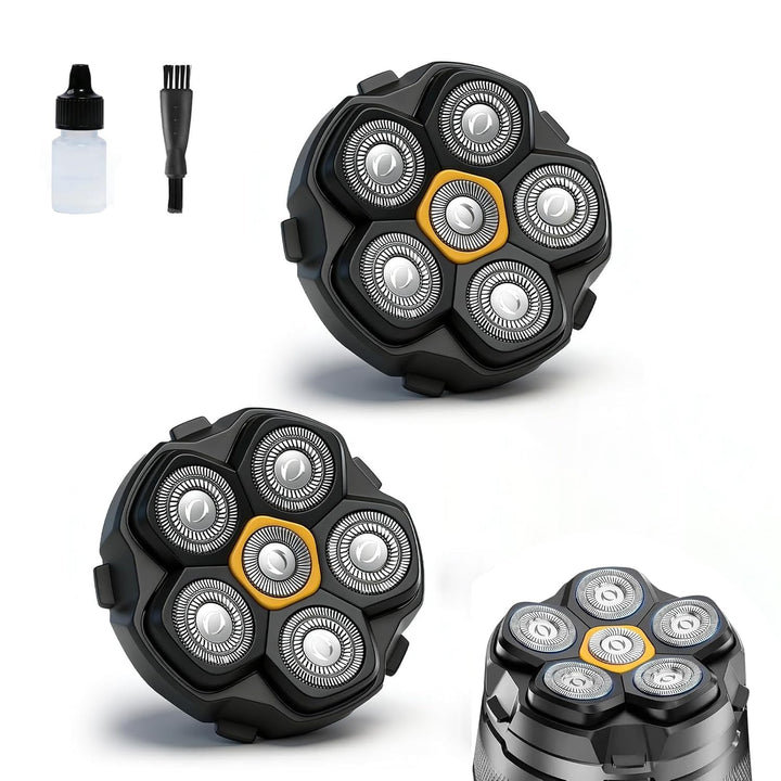 2 Stück Ersatzrasierkopf für Glatzen Rasierer Herren,LOEVERY 6D Magnetischer Scherkopf,Nass- und Tro