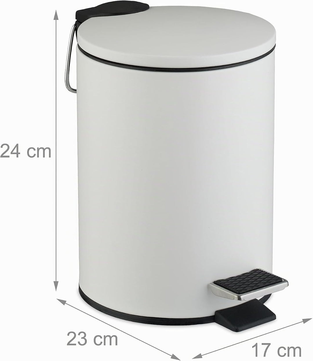 Relaxdays Kosmetikeimer, 3 Liter, Absenkautomatik, entnehmbarer Inneneimer, Metall, Bad Mülleimer mi