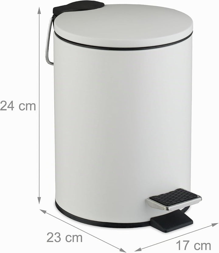 Relaxdays Kosmetikeimer, 3 Liter, Absenkautomatik, entnehmbarer Inneneimer, Metall, Bad Mülleimer mi
