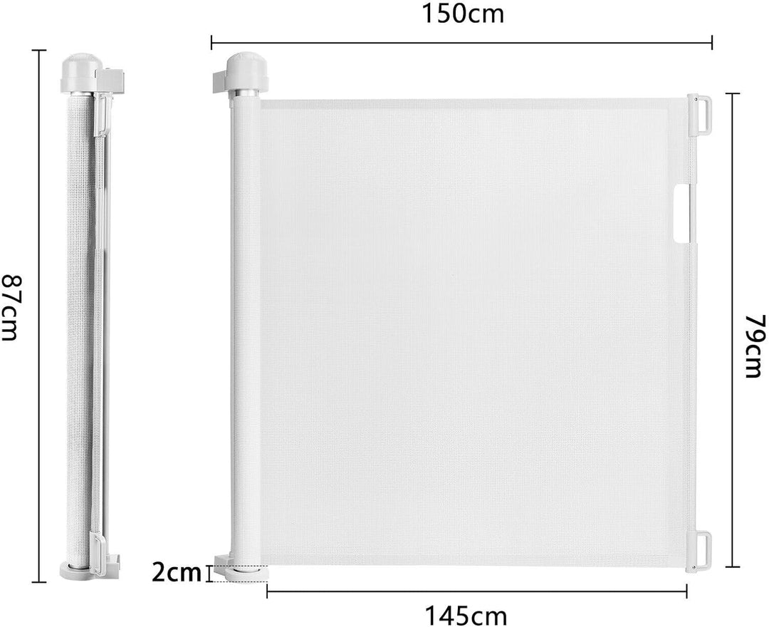 TATIVALO Treppenschutzgitter Ausziehbar 0-150cm Weiss, Treppenschutzrollo Türschutzgitter für Babys