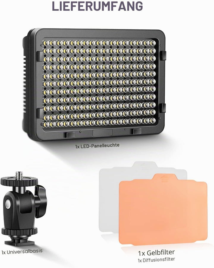 NEEWER 176 LED Videoleuchte Streaming Licht 5600K dimmbar Videolicht Panel mit 1/4 Zoll Gewinde, Key