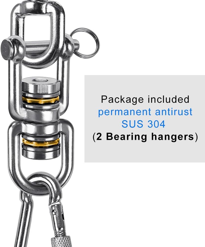 BeneLabel Drehwirbel Hängesessel, 2er Schaukel Wirbel Lager Schwerlast Edelstahl 360 Drehbar Boxsack
