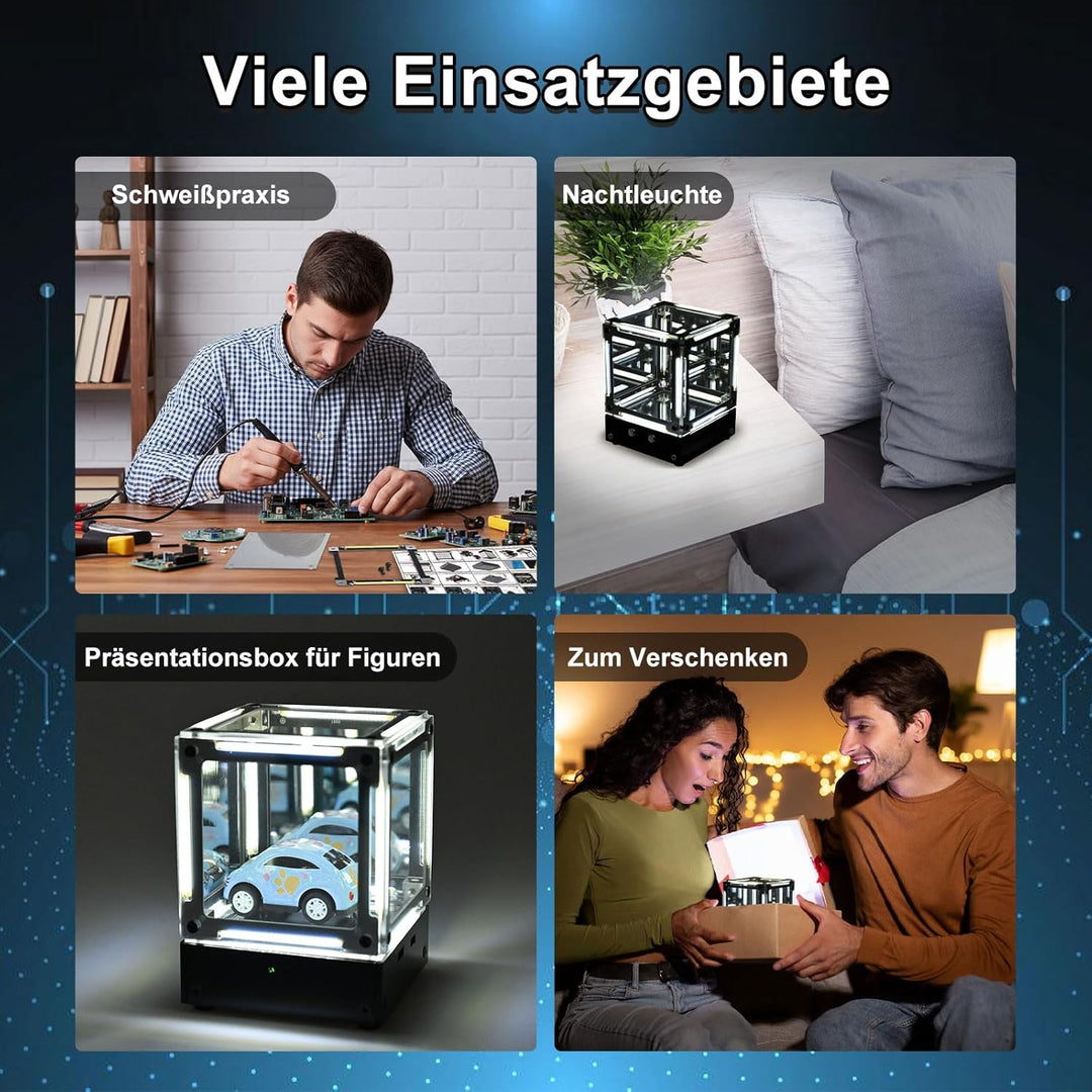 Löt Bausatz, DIY Nachtlicht Spiegel Elektronik Kit, Einstellbare LED Helligkeit Magic Cube Lötprojek