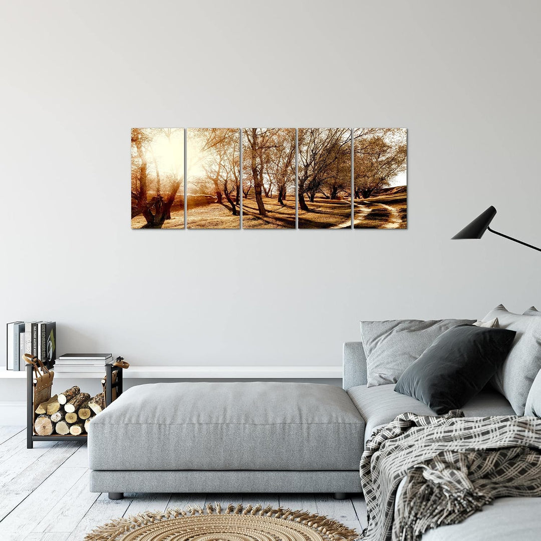 Runa Art Bild Wald Landschaft Wandbilder auf Vlies Leinwand 5 Teilig Wanddekoration Schlafzimmer Woh