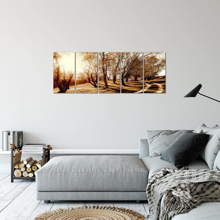 Runa Art Bild Wald Landschaft Wandbilder auf Vlies Leinwand 5 Teilig Wanddekoration Schlafzimmer Woh