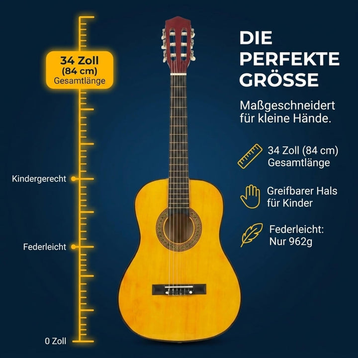 Music Alley Klassische 34-Zoll Junior-akustikgitarre für Kinder natur, natur