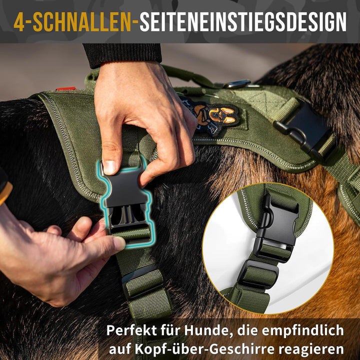 OneTigris Hundegeschirr Grosse Hunde, TACTILITE Taktisches Langlebig Anti Zug Geschirr, No Pull Vers
