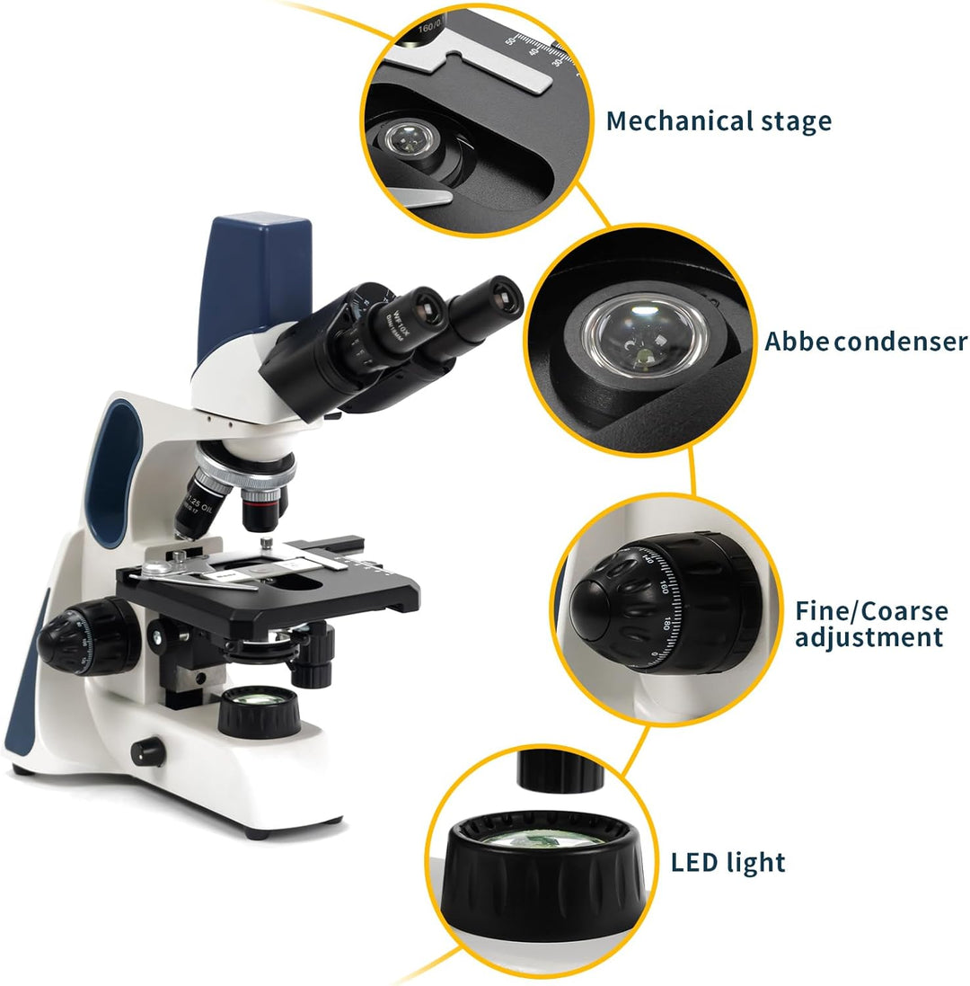 Swift DMSW-300 Compound-Binokularmikroskop, 40X-1600X Vergrösserung, wiederaufladbares digitales Lab
