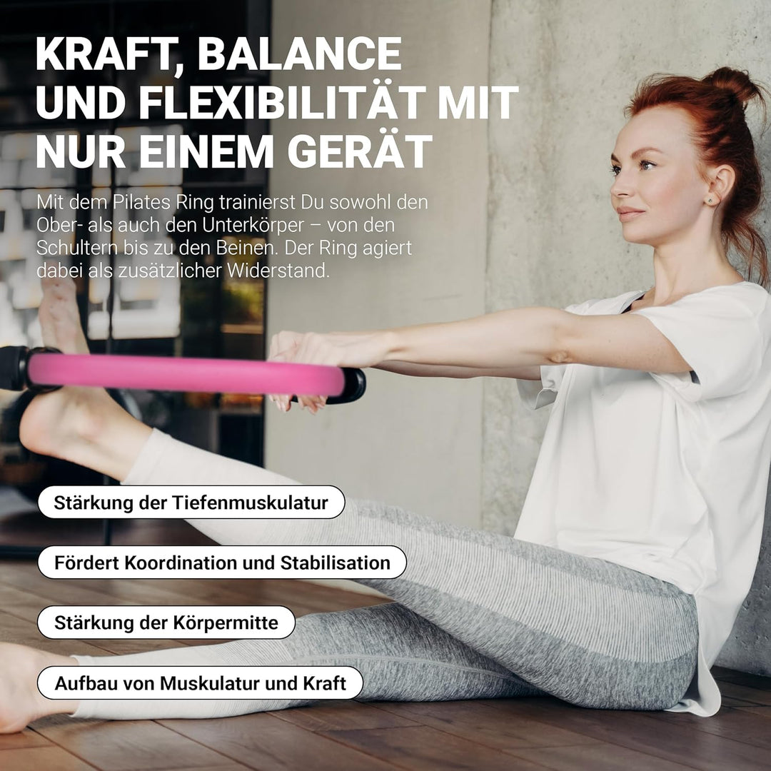 MSPORTS Pilates Ring Premium I Widerstandsring - Doppelgriff Pilates Yoga Ring 38 cm Übungskreis Pas