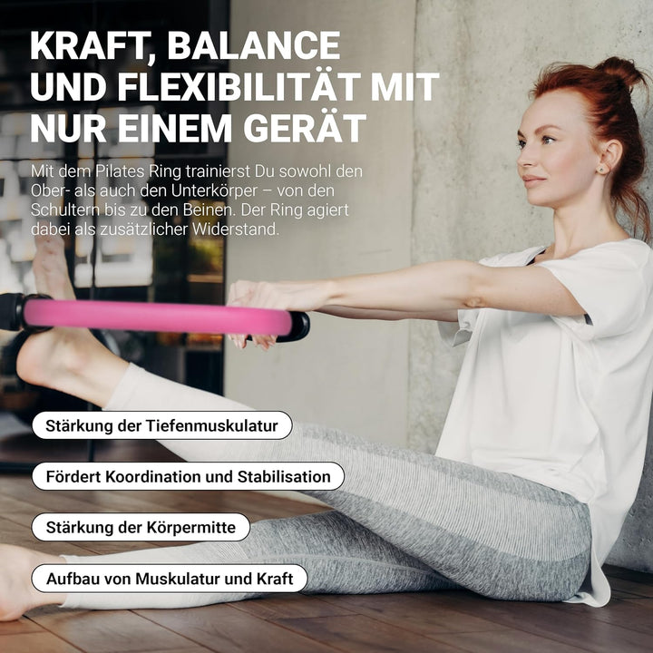 MSPORTS Pilates Ring Premium I Widerstandsring - Doppelgriff Pilates Yoga Ring 38 cm Übungskreis Pas