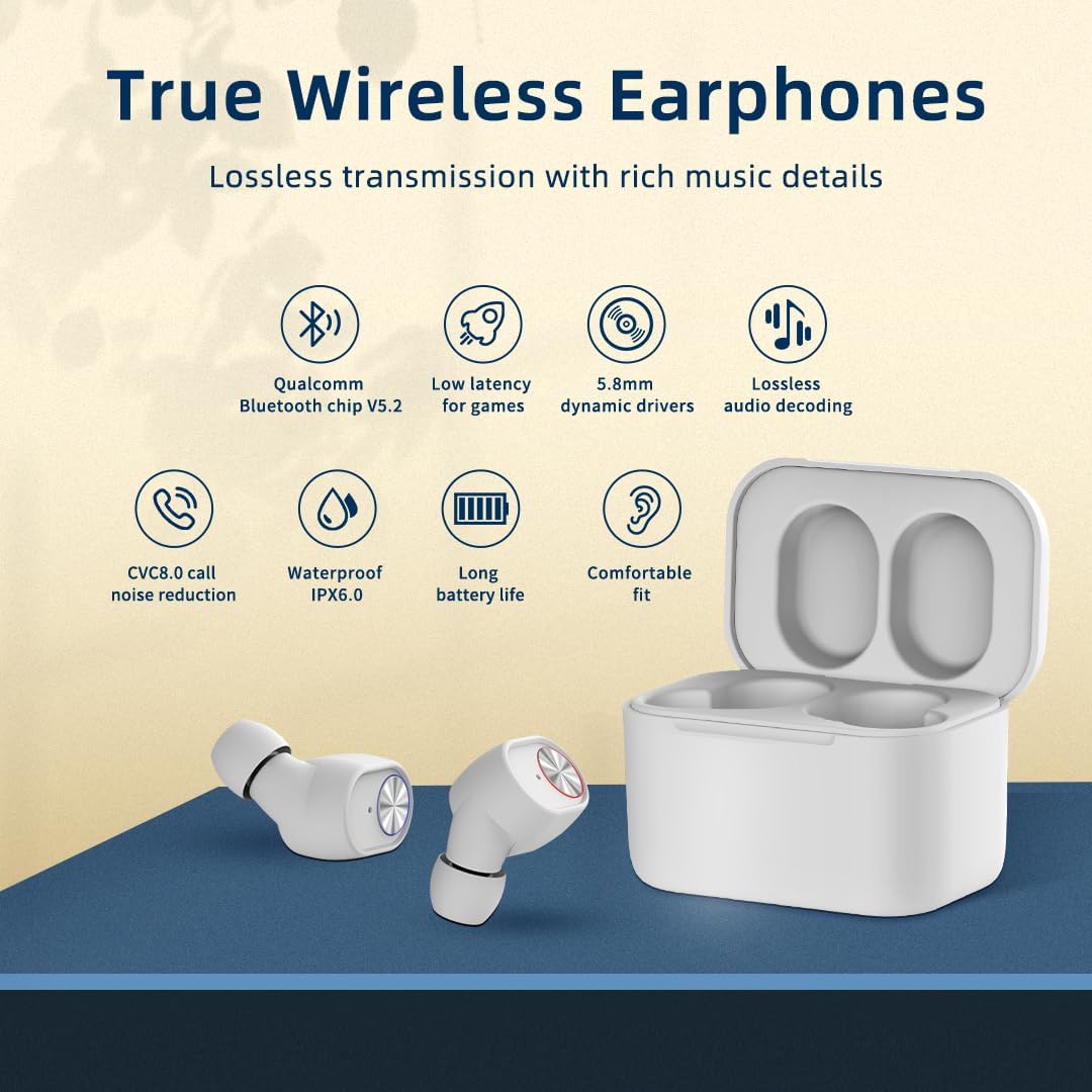 SoundMAGIC T60BT True Wireless Ohrhörer in Ear Bluetooth Kopfhörer mit Mikrofon HiFi Stereo Sport Oh