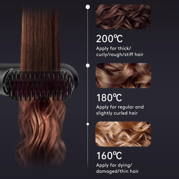 Kabellose Glätteisenbürste, BellaBrush Pro H-air S-traightener Bürste, 2 in 1 Negative Ionen Hai-r G