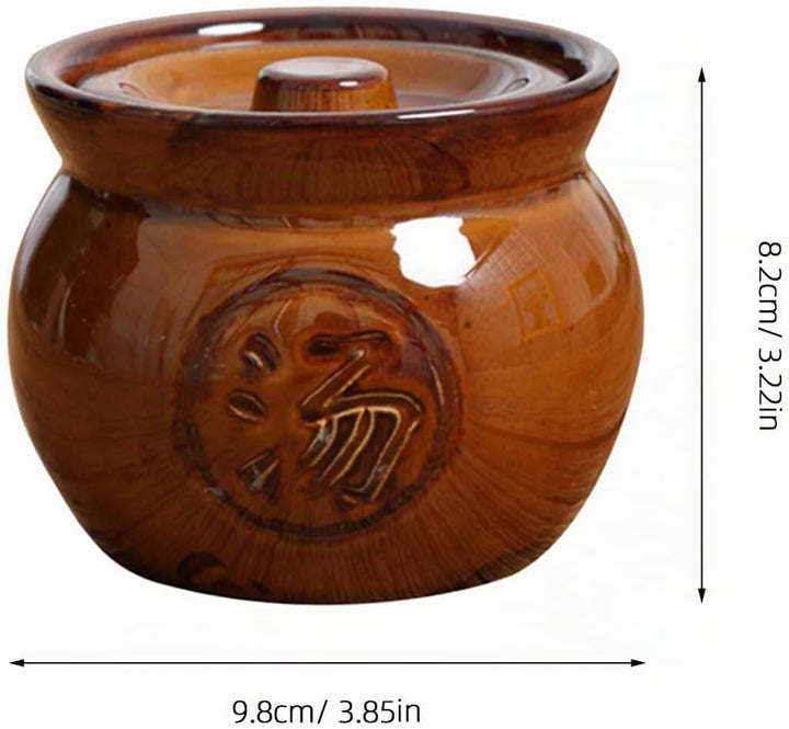 2 Stück Keramik Kochtopf mit Deckel Kleine Tontöpfe zum Schongaren und Suppenkochen Hitzebeständig W