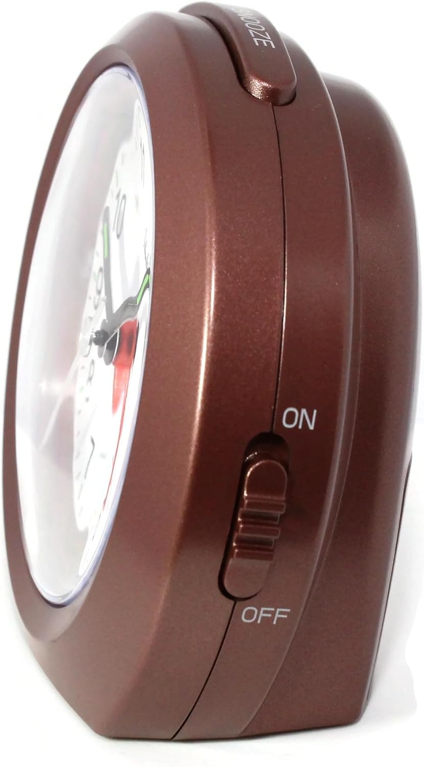 Funkwecker ohne Ticken mit Licht Snooze Leuchtzeiger Analog - 1856/3 (Braun), Braun