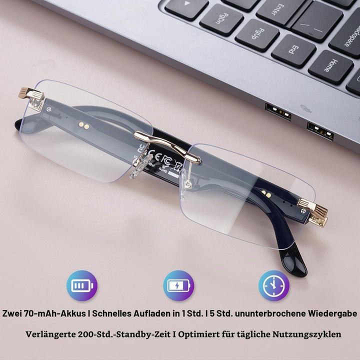 GenXenon AI Smart Brille, Photochrome Smart Glasses mit Offenen Lautsprechern, Echtzeit-Übersetzer f