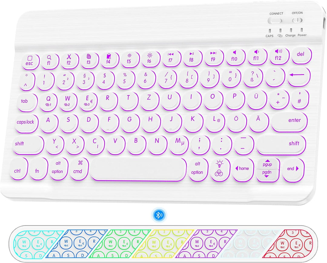 HUOBAO Bluetooth-Tastatur, kabellose Tastatur für iPad, iPhone, Android, Windows, Ultraschlanke wied