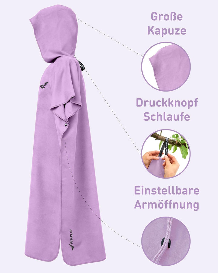 Fit-Flip Badeponcho aus Mikrofaser für Damen und Herren - schnelltrocknend, kompakt und Ultraleicht