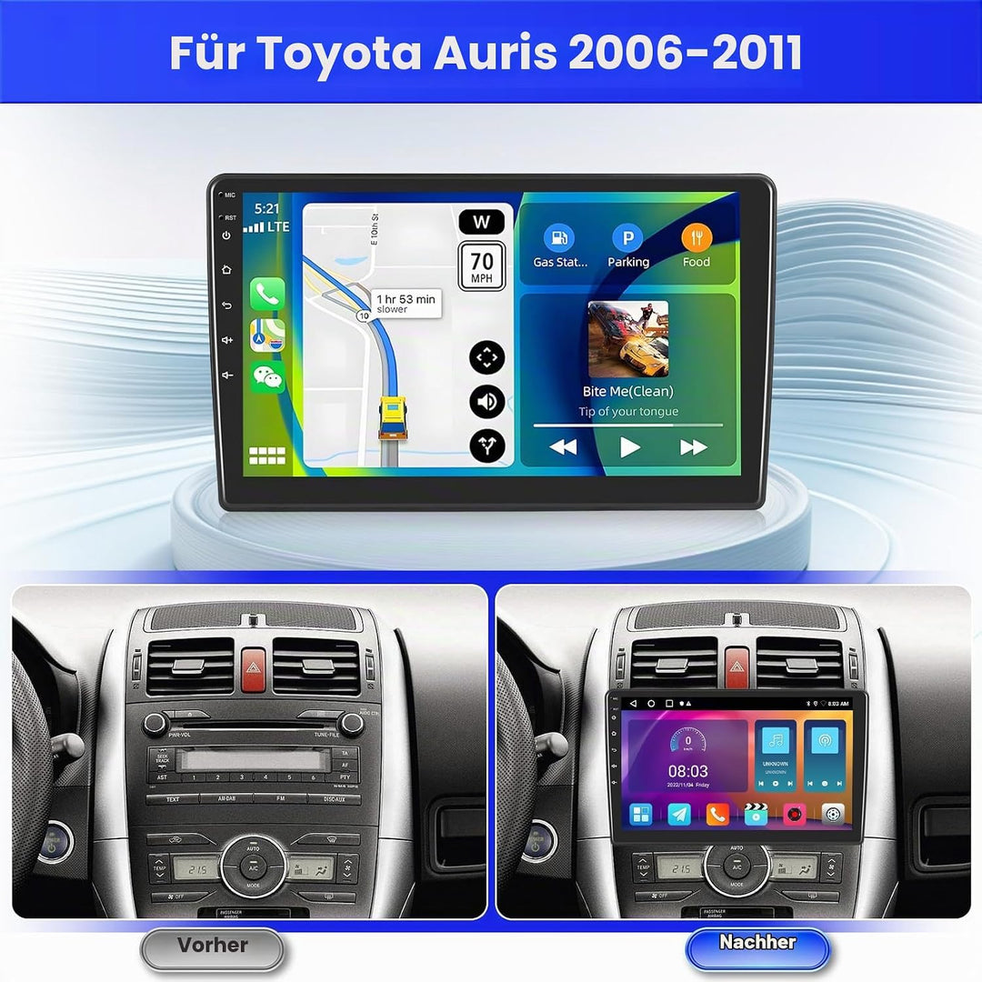 Radio für Toyota Auris 2006-2011 Android 15 2+64G mit Wireless CarPlay Android Auto, 10,1 Zoll Bilds