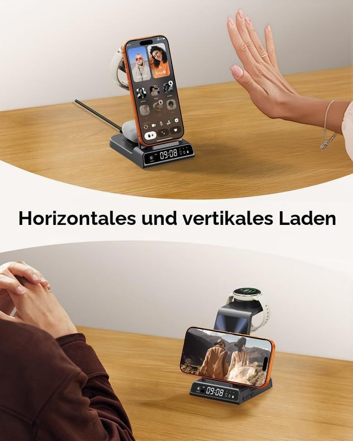 3 in 1 Kabellose Ladestation für Garmin Uhr Vivoactive/Venu/Forerunner/Instinct/Fenix/Epix 2, Ladege