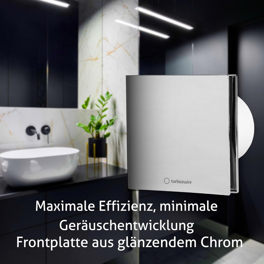 Turbionaire Arte 100 SC Bad Ventilator 100mm Verchromt für die Evakuierung Standard für Bad, Küche,