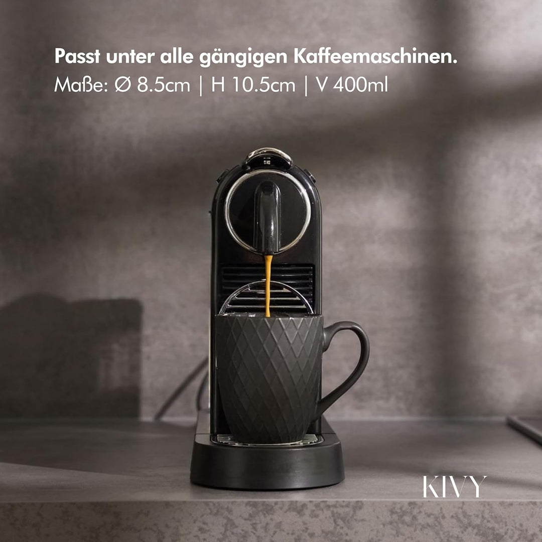 KIVY Tassen Set 6er x 400ml - Grosse Kaffeetassen Set 6er - Kaffeetasse gross - Teetassen Set - Schw