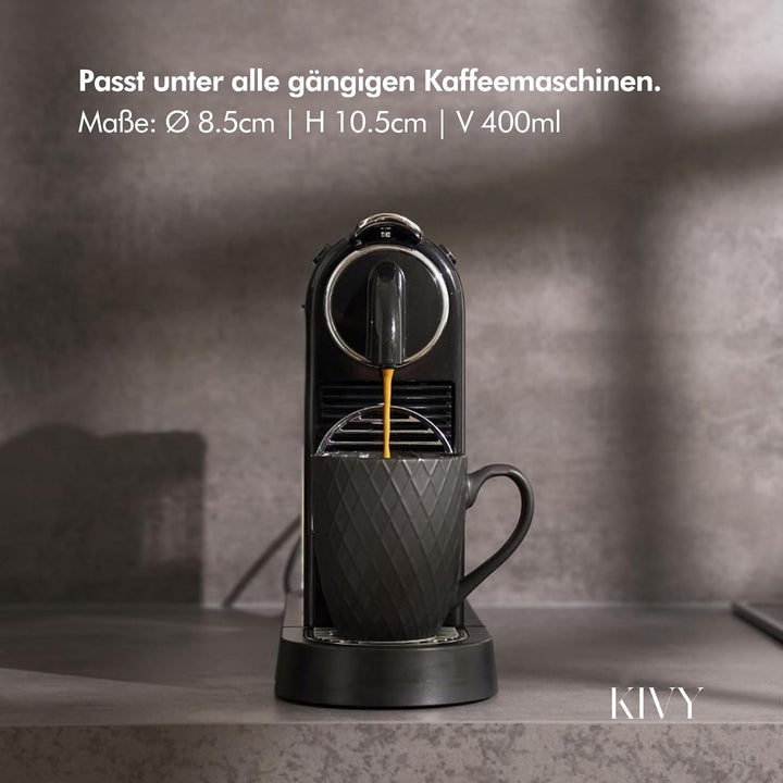 KIVY Tassen Set 6er x 400ml - Grosse Kaffeetassen Set 6er - Kaffeetasse gross - Teetassen Set - Schw