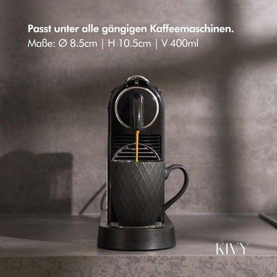 KIVY Tassen Set 6er x 400ml - Grosse Kaffeetassen Set 6er - Kaffeetasse gross - Teetassen Set - Schw