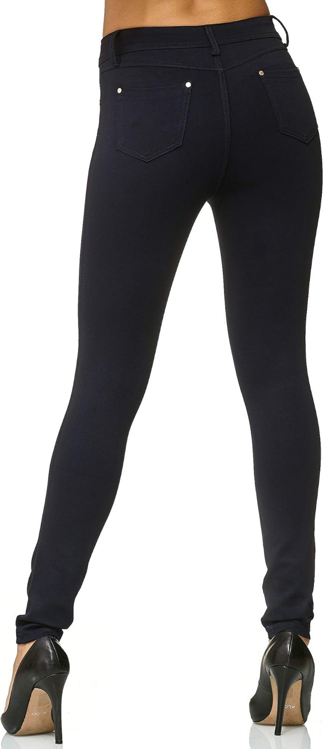 Elara Damen Stretch Hose Skinny Fit Jegging Chunkyrayan 34 Slim Dunkelblau, 34 Slim Dunkelblau