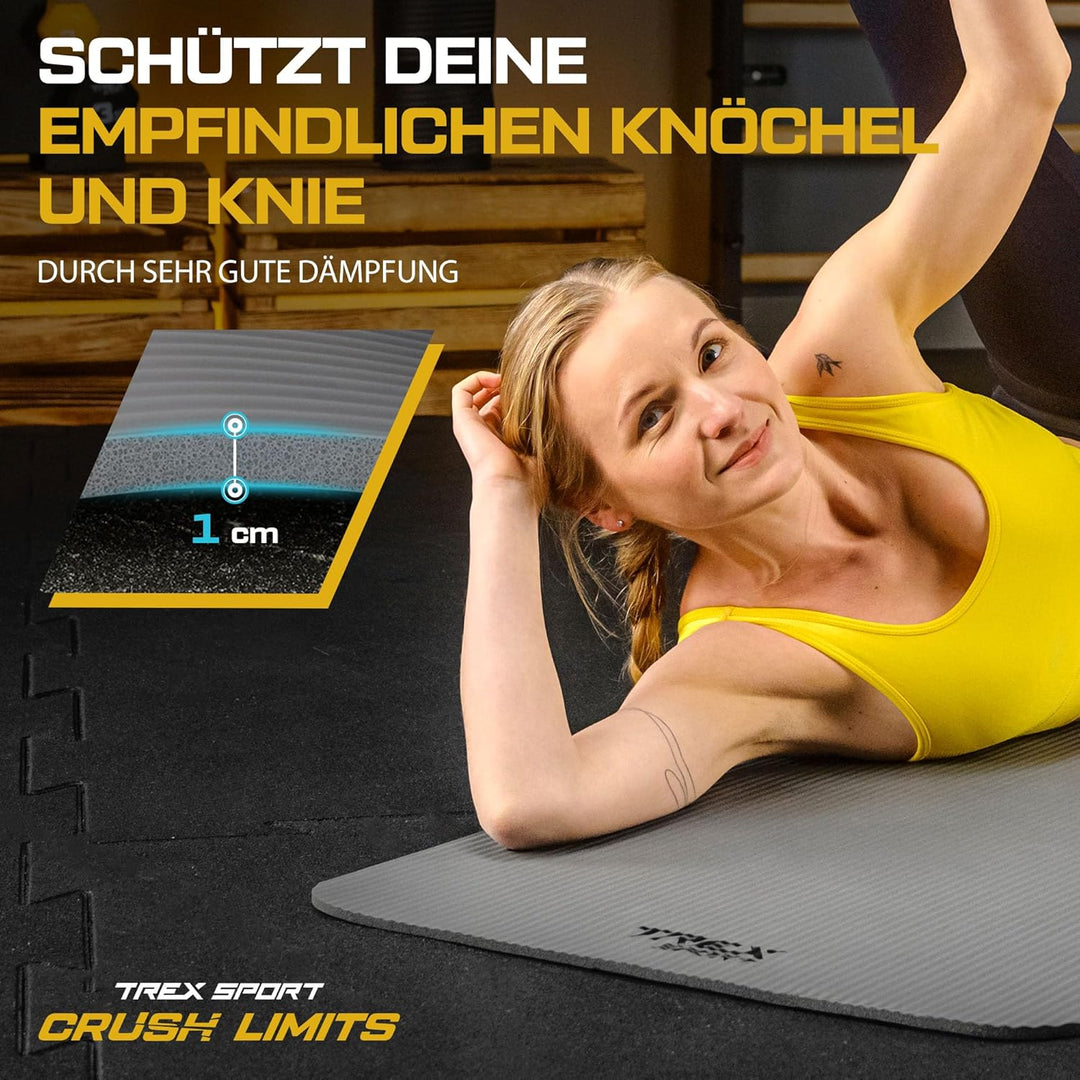 TREX SPORT Gymnastikmatte extra dick und weich | Fitnessmatte 180x60x1cm mit Tragegurt | Yogamatte r