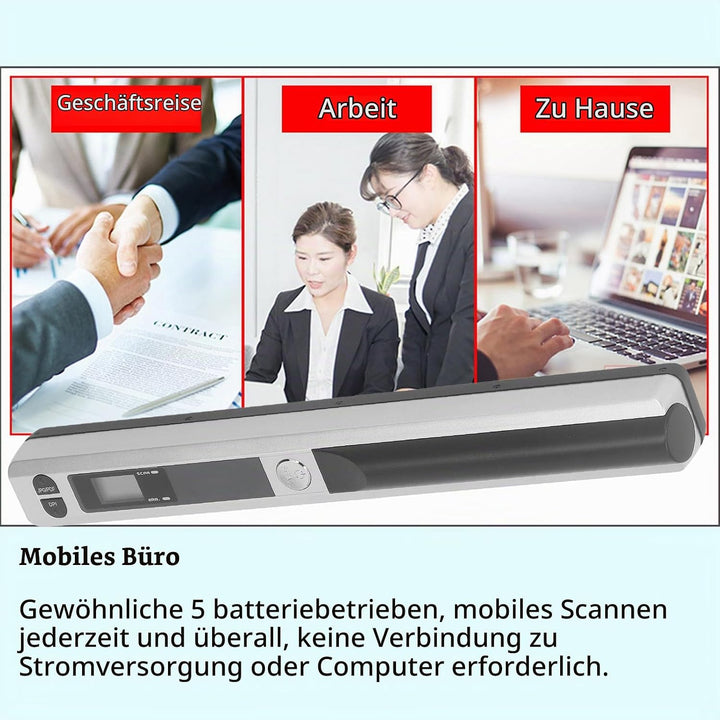 Tragbarer Scanner, Kabelloser Mobiler Dokumentenscanner, Handfotoscanner mit USB-Kabel, Visitenkarte