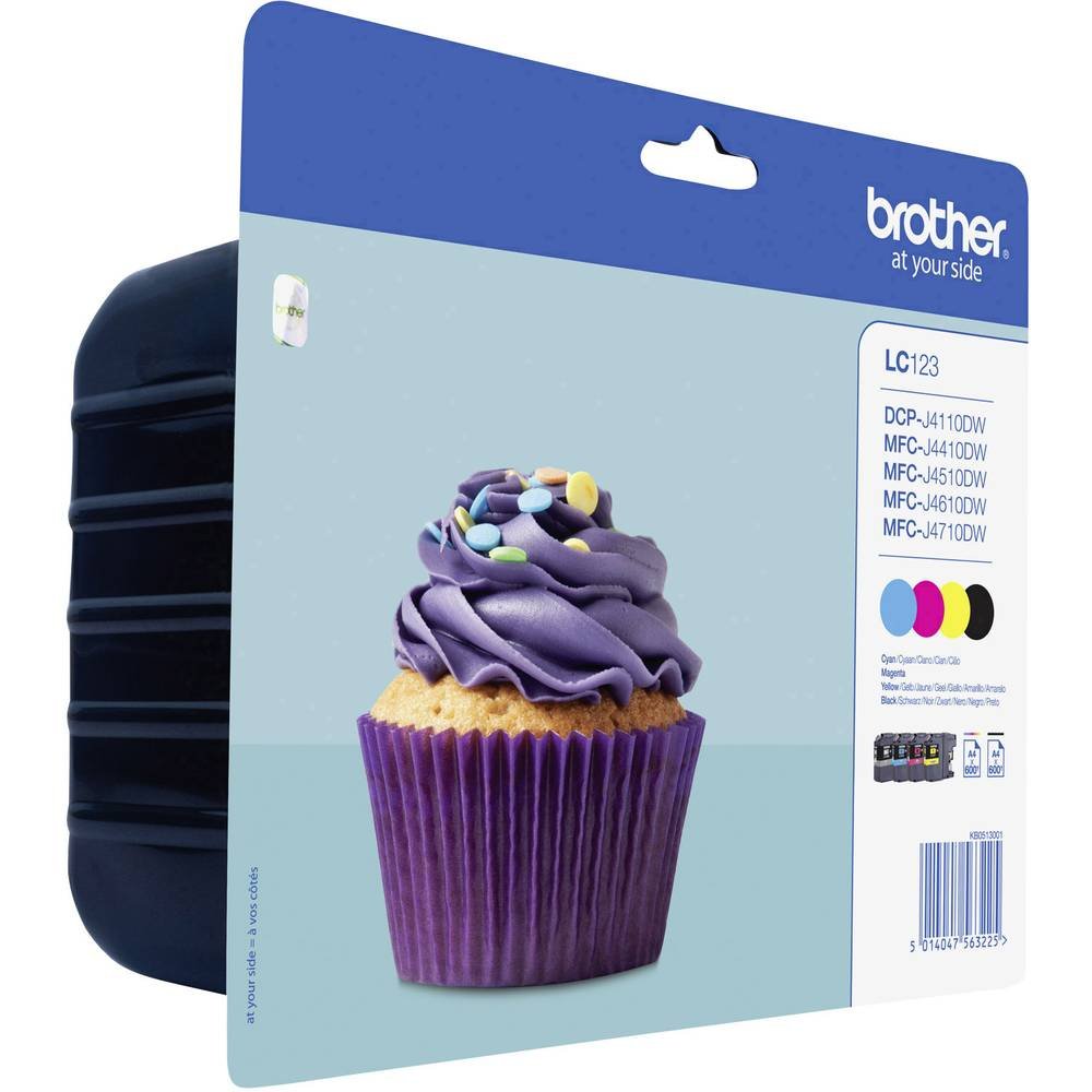 Brother Tinte LC-123 Original Kombi-Pack Schwarz, Cyan, Magenta, Gelb LC123VALBPDR, Multipack, Stand