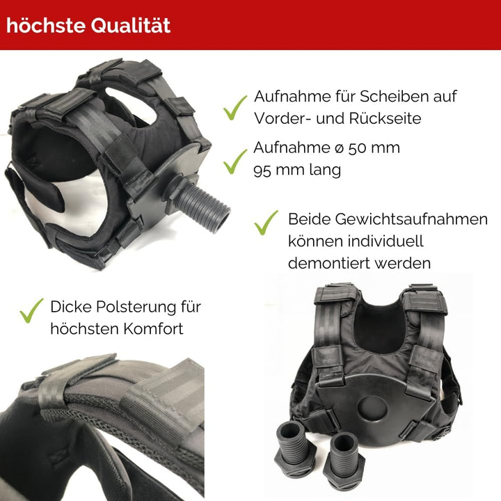 GEWICHTSWESTE FÜR HANTELSCHEIBEN 50 mm - Verstellbare Trainingsweste für Calisthenics, Krafttraining
