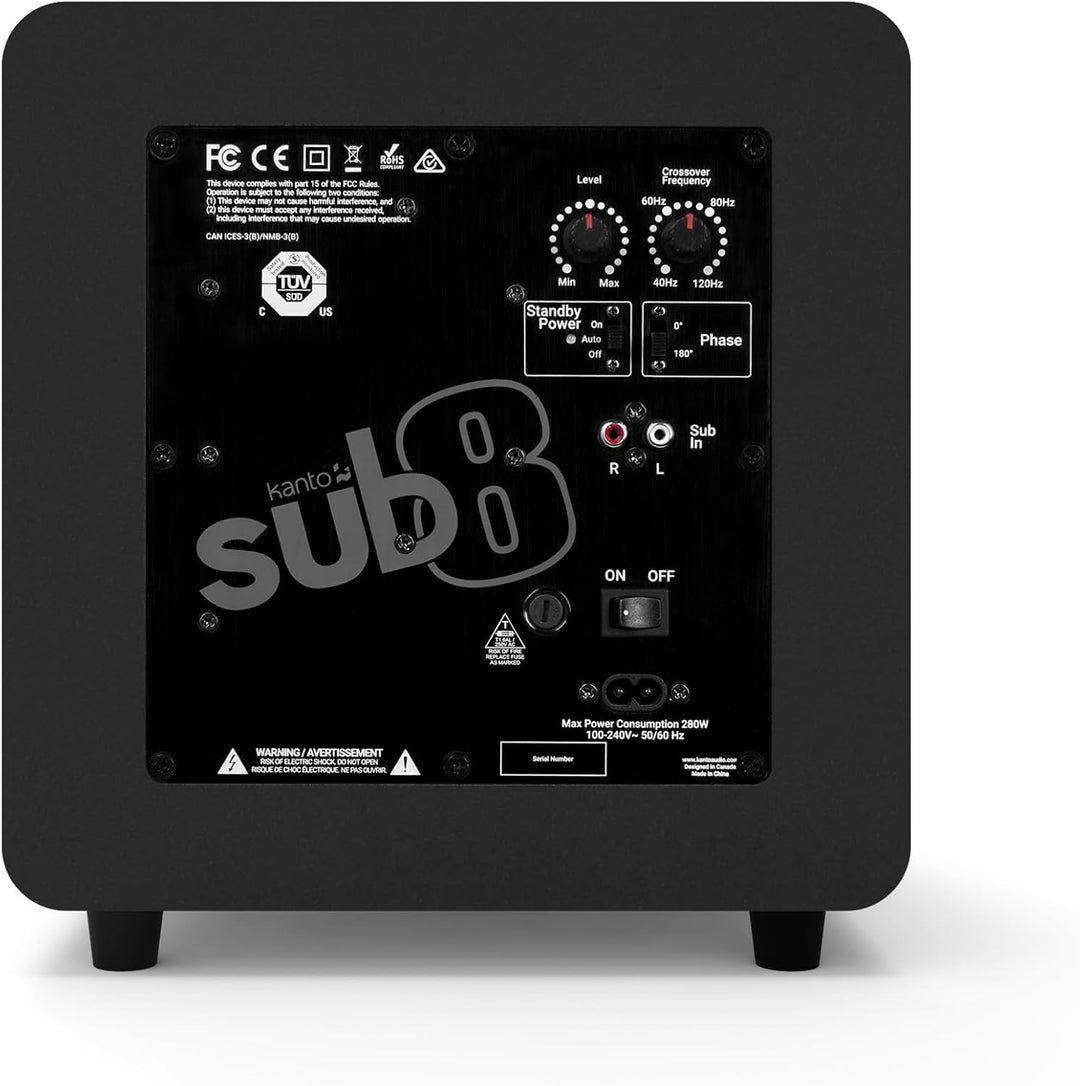 Kanto SUB8VMB 8" 300W Sealed Powered Subwoofer | Matte Black