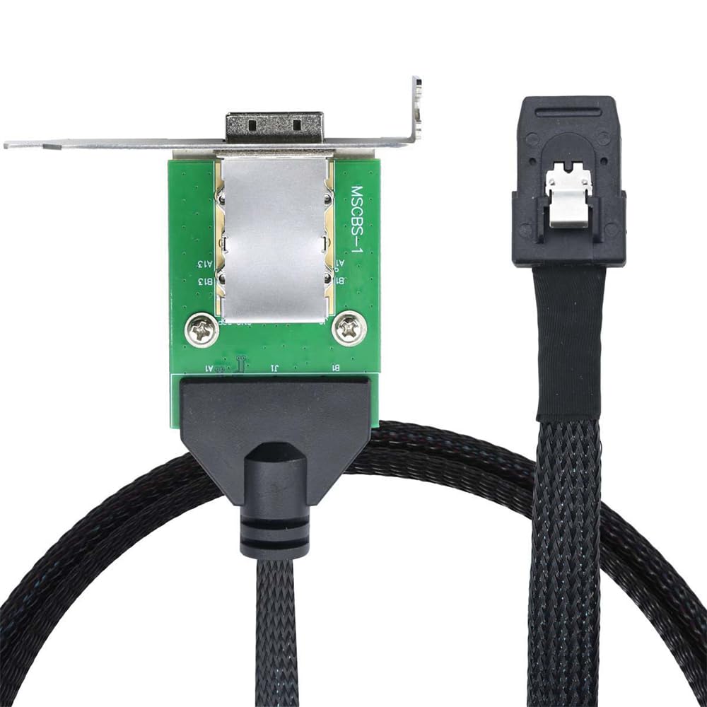 NFHK Internes Mini-SAS-Verlängerungskabel SFF-8087-Stecker auf externe SFF-8088-Buchse, 50 cm, 12 Gb