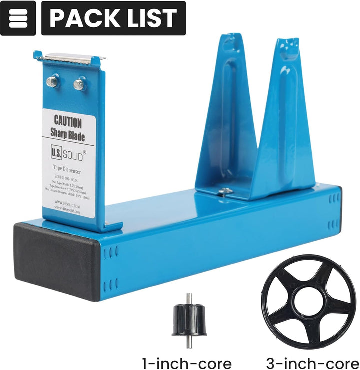 U.S. Solid Desktop-Multi-Roll-Klebebandabroller, 3,8 cm breit, 2,5 cm oder 7,6 cm Kern, Eisen, Blau