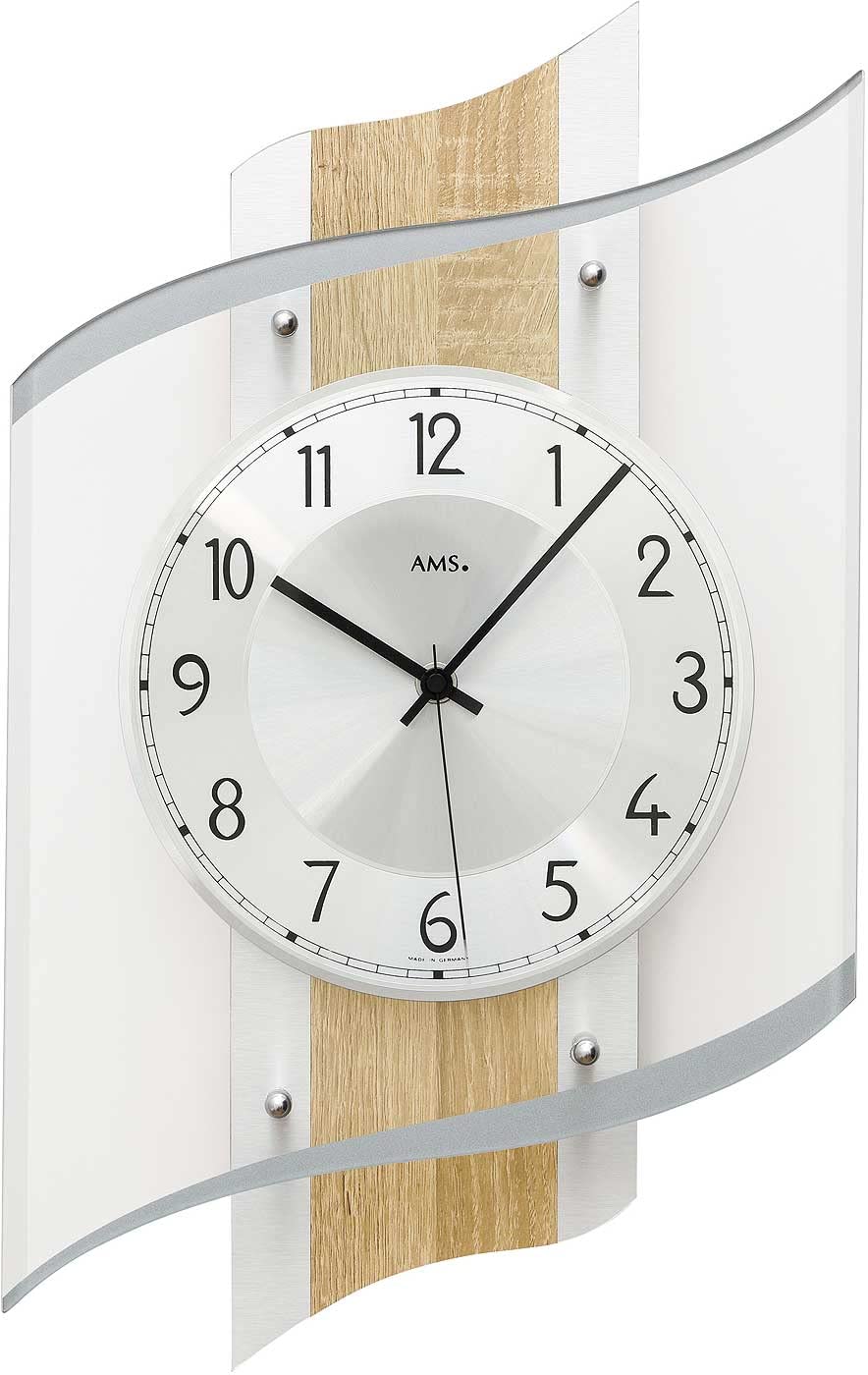 Moderne Wanduhr mit Funkwerk, Funkuhr, batteriebetrieben AMS -Sonoma 48cm- 5520