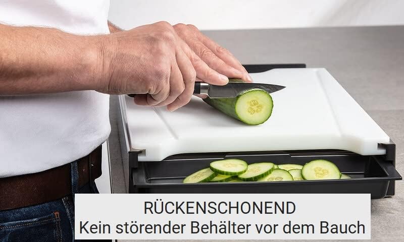 Schneidbox Kunststoff - Schneidebrett Mit 4 Auffangschalen Im Edelstahlkasten - Patentiertes Trennsy